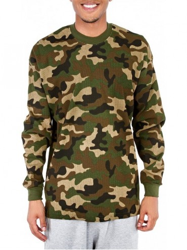 Thermal Underwear Men's Heavyweight Cotton Long Sleeve Thermal Top - Green Camo - CD12NVIRNNF $46.64