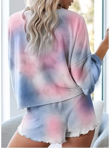 Sets Women's Tie-Dyed Pajamas Comfortable Breathable Fungus Shape Long Sleeve Home Clothing - Sycx-19 - CR190NHEYO0 $25.40