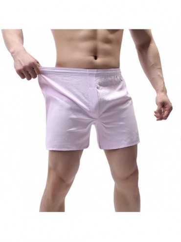 G-Strings & Thongs Home Pants Mens Summer Cooling Solid Underpants Loose Fit Shorts Comfortable Pajama Pant - Pink - CG18X77T...