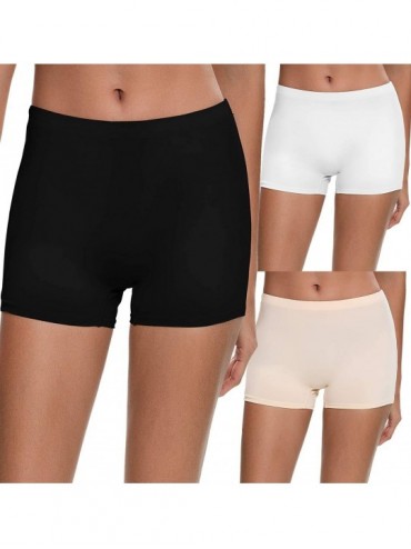 Panties Women's 3 Packs Workout Yoga Boyshorts Stretch Exercise Dance Shorts Boxer Briefs - Black/White/Nude - CA1989Z0WS5 $3...