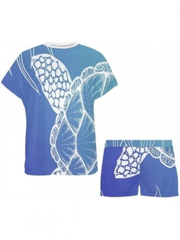 Sets Sea Turtle in Line Art Style Women Cute Skin-frinendly Pajama Shorts- Pjs for Women - Multi 1 - C819CH4W494 $74.91