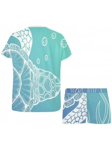 Sets Sea Turtle in Line Art Style Women Cute Skin-frinendly Pajama Shorts- Pjs for Women - Multi 1 - C819CH4W494 $36.00