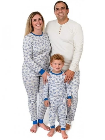 Sets Womens Family Jammies- Matching Holiday Pajamas- Organic Cotton Pjs - Frozen Blue Snowflakes - CP18QROCN3K $59.87