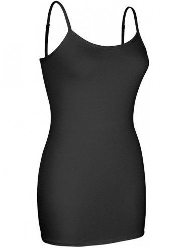 Shapewear Long Camisole Supersoft Spaghetti Adjustable Strap Camis Stretch Tank Top for Women - Black - CH18T4EXSTT $30.74