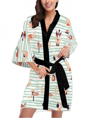 Robes Custom Summer Ocean Wave Women Kimono Robes Beach Cover Up for Parties Wedding (XS-2XL) - Multi 4 - CK194UER35O $89.46