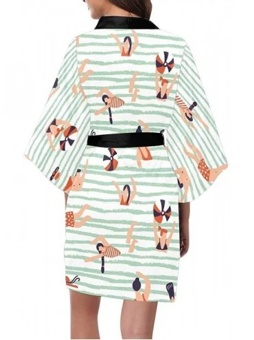 Robes Custom Summer Ocean Wave Women Kimono Robes Beach Cover Up for Parties Wedding (XS-2XL) - Multi 4 - CK194UER35O $49.20