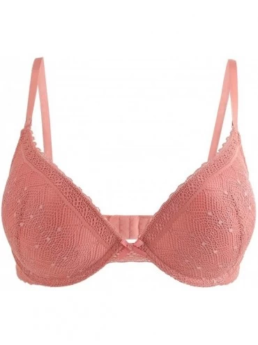Bras Women Push Up Underwire Bras Floral Lace Mesh Lift Up Bra Padded Add One Cup Bra - Rose - C818A66GCM3 $32.15