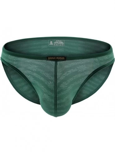 Bikinis Sexy Breathable Gauze Fabric Printing Briefs Men's Bikini Underwear B1124 - Green/Red/Blue - C112GRCZG8H $18.41