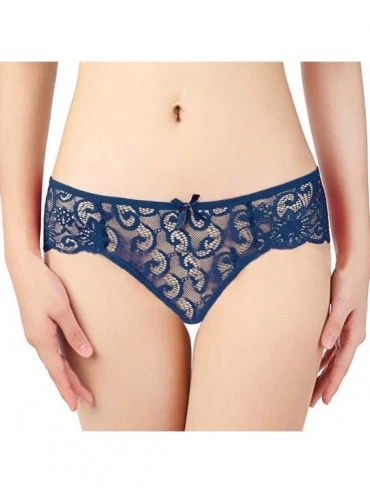 Robes Fashion Delicate Women Translucent Underwear Sheer Lace Tank Lace Sexy Underpant - Blue - CE194L7ZW9Y $11.76