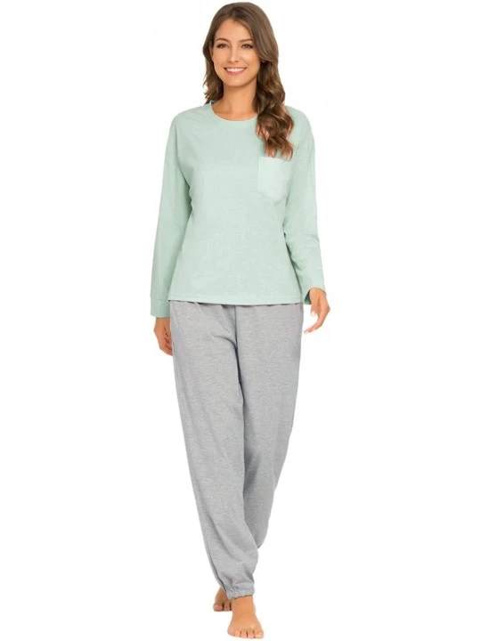 Sets Women's Pajama Sets Long Sleeve Sleepwear Pjs Sets 2-Piece Jogger Nightwear Lounge Wear for Ladies - Green - C1193Z2IINI...