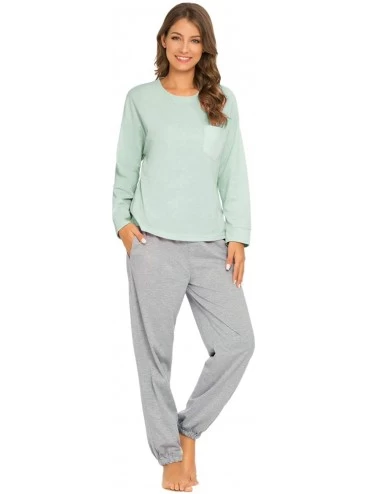 Sets Women's Pajama Sets Long Sleeve Sleepwear Pjs Sets 2-Piece Jogger Nightwear Lounge Wear for Ladies - Green - C1193Z2IINI...