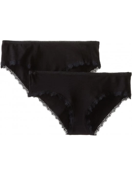 Panties Women's 2-Pack Organic Cotton Cheeky Hipster Panties- Black- X-Small - C7121T9G5K1 $21.73