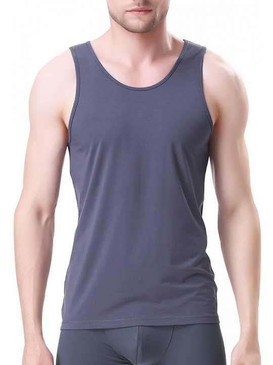 Men's Bamboo Rayon Undershirts Crew Neck Tank Tops 3 Pack - 3 Pack ...