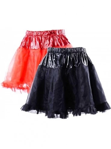 Slips Women's Tutu Mini Petticoat Skirt Half Slip Underskirt Bridal Dress Ballet Bubble Puffy Vintage Prom Party - Red - CU18...