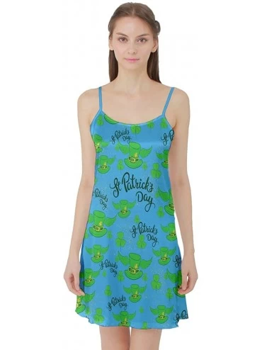 Nightgowns & Sleepshirts Womens Shamrock St. Patrick's Day Fashion Satin Night Slip- Size XS-3XL - Turquoise 2 - C6189X4HM22 ...