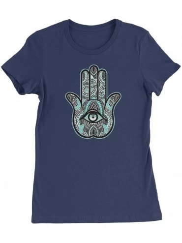 Camisoles & Tanks Henna Hamsa Hand of The Goddess Womens T-Shirt - Navy Blue - C312FNDDSF9 $11.43