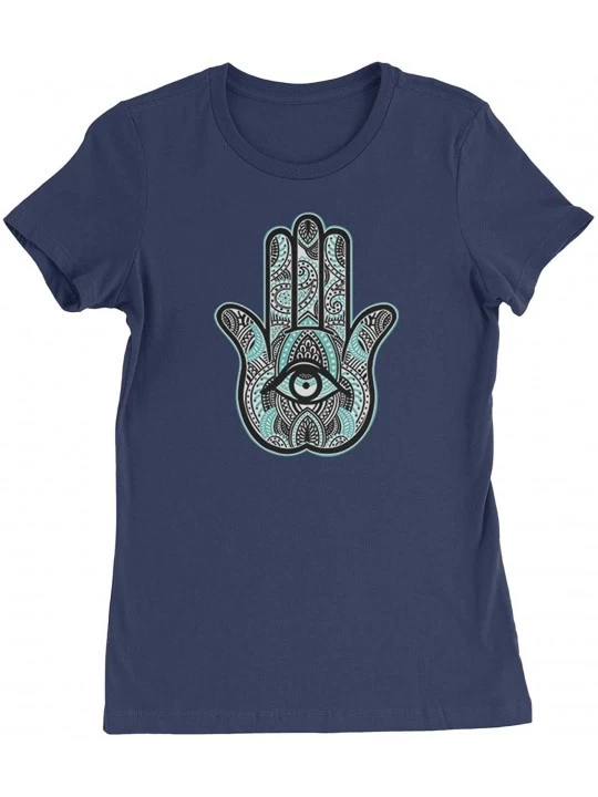 Camisoles & Tanks Henna Hamsa Hand of The Goddess Womens T-Shirt - Navy Blue - C312FNDDSF9 $11.43