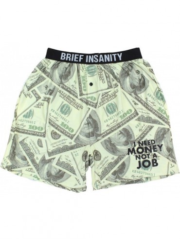 Boxer Briefs Men's Cena Synthetic Silk Boxers (Medium- I Need Money Not a Job) - CT18ESLZD2U $40.40