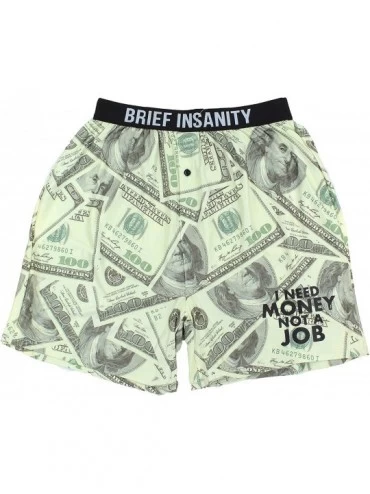 Boxer Briefs Men's Cena Synthetic Silk Boxers (Medium- I Need Money Not a Job) - CT18ESLZD2U $36.60