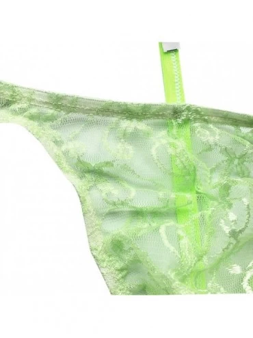 G-Strings & Thongs Men's Sexy Bugle Pouch Lace Bikini Underwear Underpants Panties G-String T-Back - Green - CW18GT84X38 $14.67
