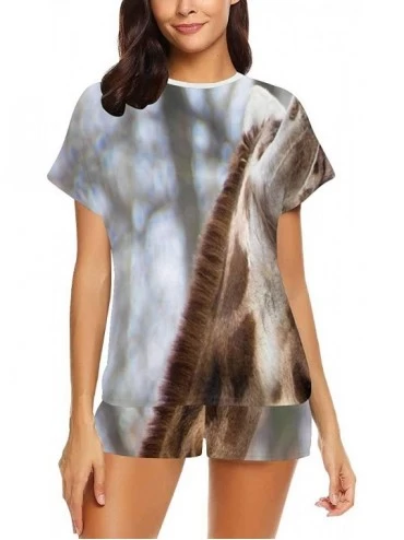 Sets Beautiful Giraffe on Forest Women Sleepwear Short Sleeves Pajama Sets - Multi 1 - CP19CD4RYLA $38.89