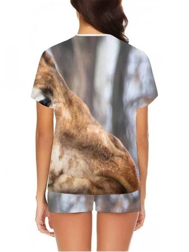 Sets Beautiful Giraffe on Forest Women Sleepwear Short Sleeves Pajama Sets - Multi 1 - CP19CD4RYLA $38.89