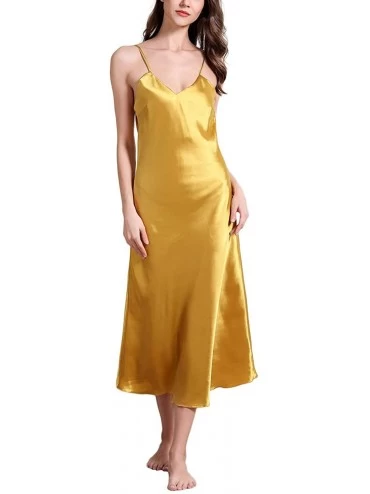 Nightgowns & Sleepshirts Women's Satin Lingerie Elegant V-Neck Lounge Dress Long Nightgown Spaghetti Strap Chemise Nightdress...