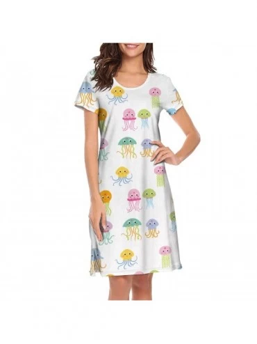 Tops Women's Cute Sleep Shirt Sleepwear Night Dress Short Sleeve Nightshirts Nightgown - White-92 - CX1937H5QXI $20.78