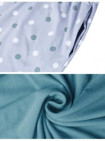 Sets Women's Cotton Short Sleeve Pajamas Set Dot Pattern Sleepwear Lounge PJ Nightwear - Lake Blue - CI1907XGHGC $21.30