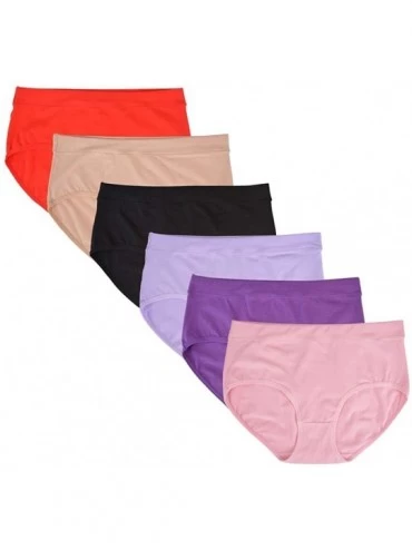 Panties 6 Pack Women's Mid-Rise Cotton Panties Breathable Stretchy Hipsters Briefs Panties - Multicolor - CP18UCGS44D $22.65