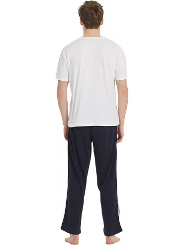 Sleep Sets Men's Adult X-Temp Short Sleeve Cotton Raglan Shirt and Pants Pajamas Pjs Sleepwear Lounge Set - White/Royal Blue ...