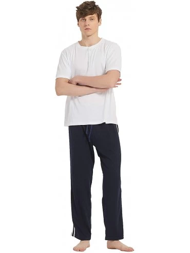 Sleep Sets Men's Adult X-Temp Short Sleeve Cotton Raglan Shirt and Pants Pajamas Pjs Sleepwear Lounge Set - White/Royal Blue ...