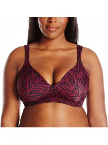 Bras Women's Plus-Size Wireless Padded T-Shirt Bra - Zebra Black/Purple Potion - C9123B77ZX5 $45.41