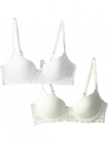 Bras Women's Smooth Lace Push Up 2-Pack Bra - White/Pearl - CE11G1ULAUX $70.20
