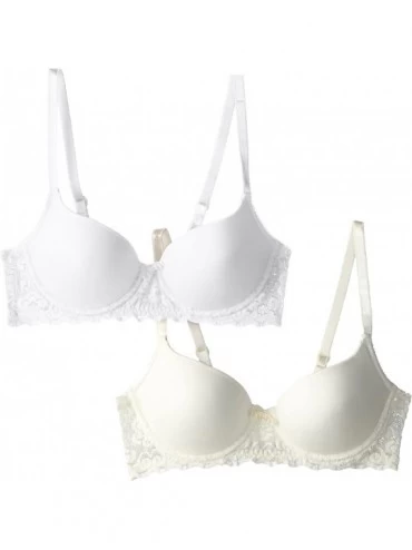 Bras Women's Smooth Lace Push Up 2-Pack Bra - White/Pearl - CE11G1ULAUX $37.61