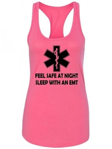 Tops Ladies Feel Safe at Night Sleep with EMT Racerback - Hot Pink - CU18YI5NUO4 $13.35
