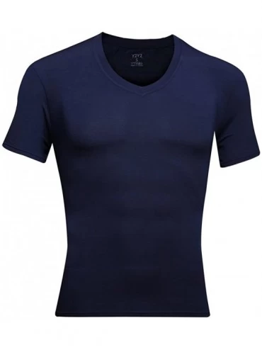 Undershirts Men's Modal V-Neck T-Shirt - Navy - CS128U388EP $14.07