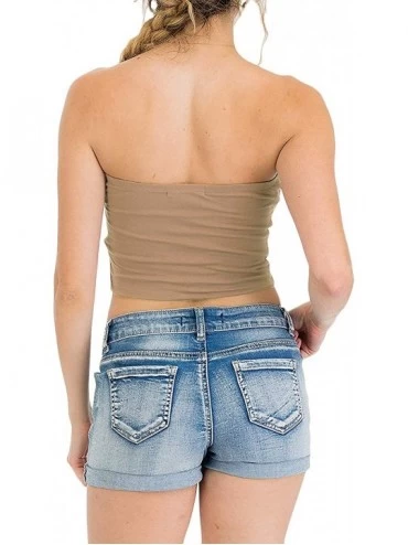 Shapewear Women's Strapless Basic Solid Tube Top Crops - Oagt13_sand - CF18OQ5LXG7 $15.36