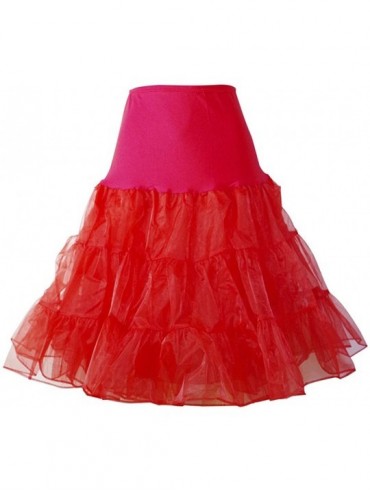 Slips Womens 50s Petticoat Skirts Tutu Rockabilly Underskirt 26" Length Vintage - Red - C312GKQPURR $22.60
