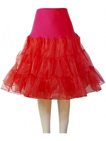 Slips Womens 50s Petticoat Skirts Tutu Rockabilly Underskirt 26" Length Vintage - Red - C312GKQPURR $22.60