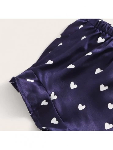 Sets Women's Sexy Lace Satin Cami Pajama Set Ladies Soft Loungewear Nightwear Sleepwear - Blue 3 - CG19D8DGZ3X $12.95
