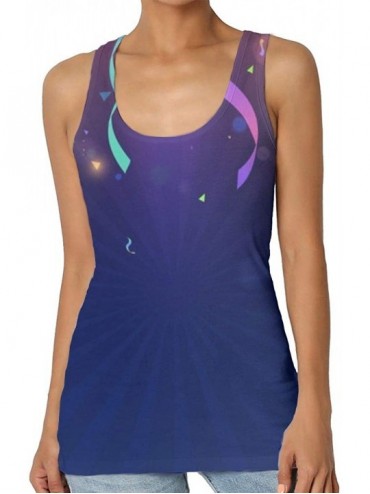Camisoles & Tanks Girl's Colorful Confetti Decorated Blue Rays Background Tank Top Tanktop Women Basic Plain Premium Classic ...