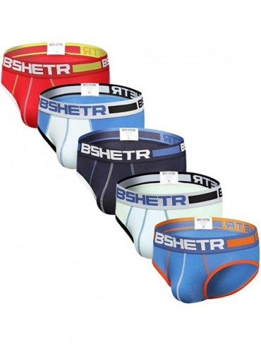 Briefs Men's Underwear Briefs 5-Pack Cotton Low Rise Multi Color Soft Underpant - Multi(5-pack) - CR18HCX7NOA $52.49