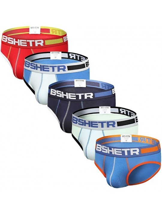 Briefs Men's Underwear Briefs 5-Pack Cotton Low Rise Multi Color Soft Underpant - Multi(5-pack) - CR18HCX7NOA $53.10