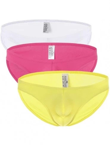 Bikinis Men's Sexy Low Waist Underwear Cotton Underwear Briefs - Wh+ye+pi - C719CMKO7KM $31.27