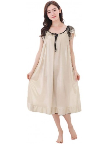 Nightgowns & Sleepshirts Womens Sexy Lightweight Soft Summer Long Silky Charmeuse Nightgown - Champagne - C9199SMTO2C $37.60