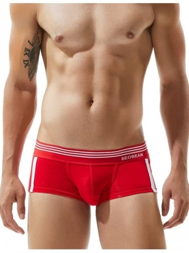 Boxer Briefs Mens Low-Rise Sexy Trunk Boxer Brief Underwear - 80207 Red - CV18HM45EH2 $35.30