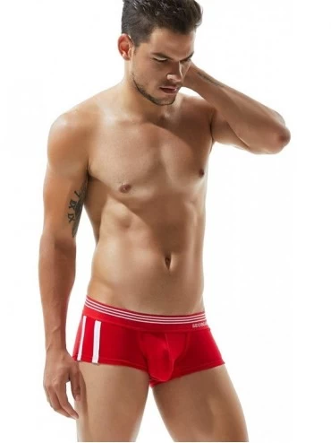 Boxer Briefs Mens Low-Rise Sexy Trunk Boxer Brief Underwear - 80207 Red - CV18HM45EH2 $15.33