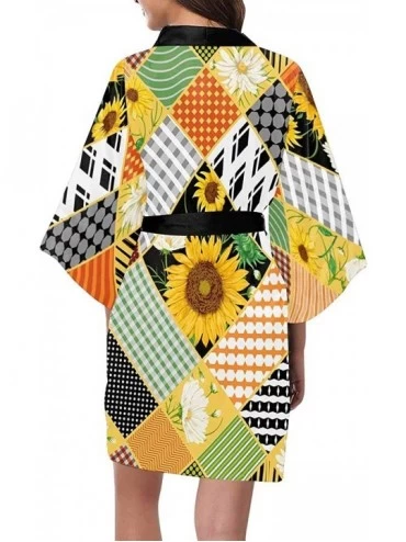 Robes Custom Tropical Pineapple Women Kimono Robes Beach Cover Up for Parties Wedding (XS-2XL) - Multi 5 - C8194TD42NW $45.73