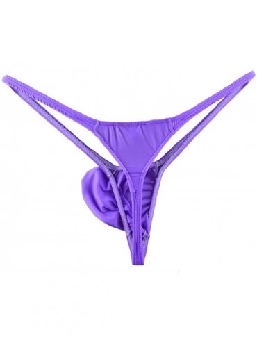 G-Strings & Thongs Mens Swim Thong G-Strings Bikini T-Back Nylon - Lavender - CQ18EKONRGD $10.14